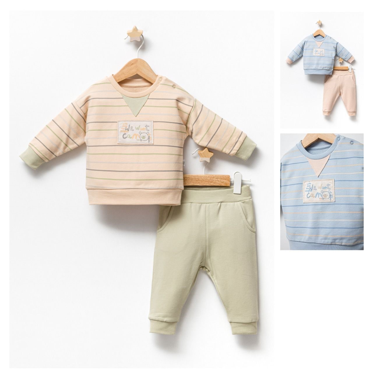 2-PACK OF CAMP PRINTED SET (FOR 6-9-12-18-24 MONTH) (TROUSERS, TSHIRT LONG SLEEVE)