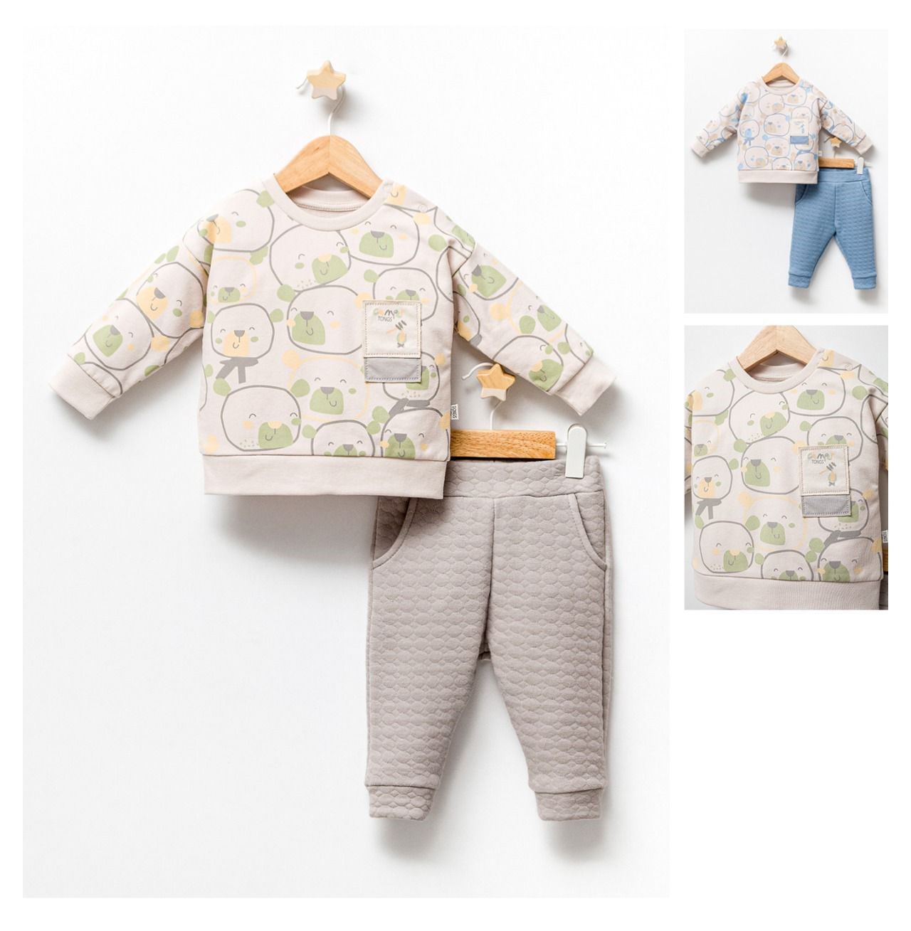 2-PACK OF CAMP PRINTED BABY SET (FOR 6-9-12-18-24 MONTH) (TROUSERS, TSHIRT LONG SLEEVE)