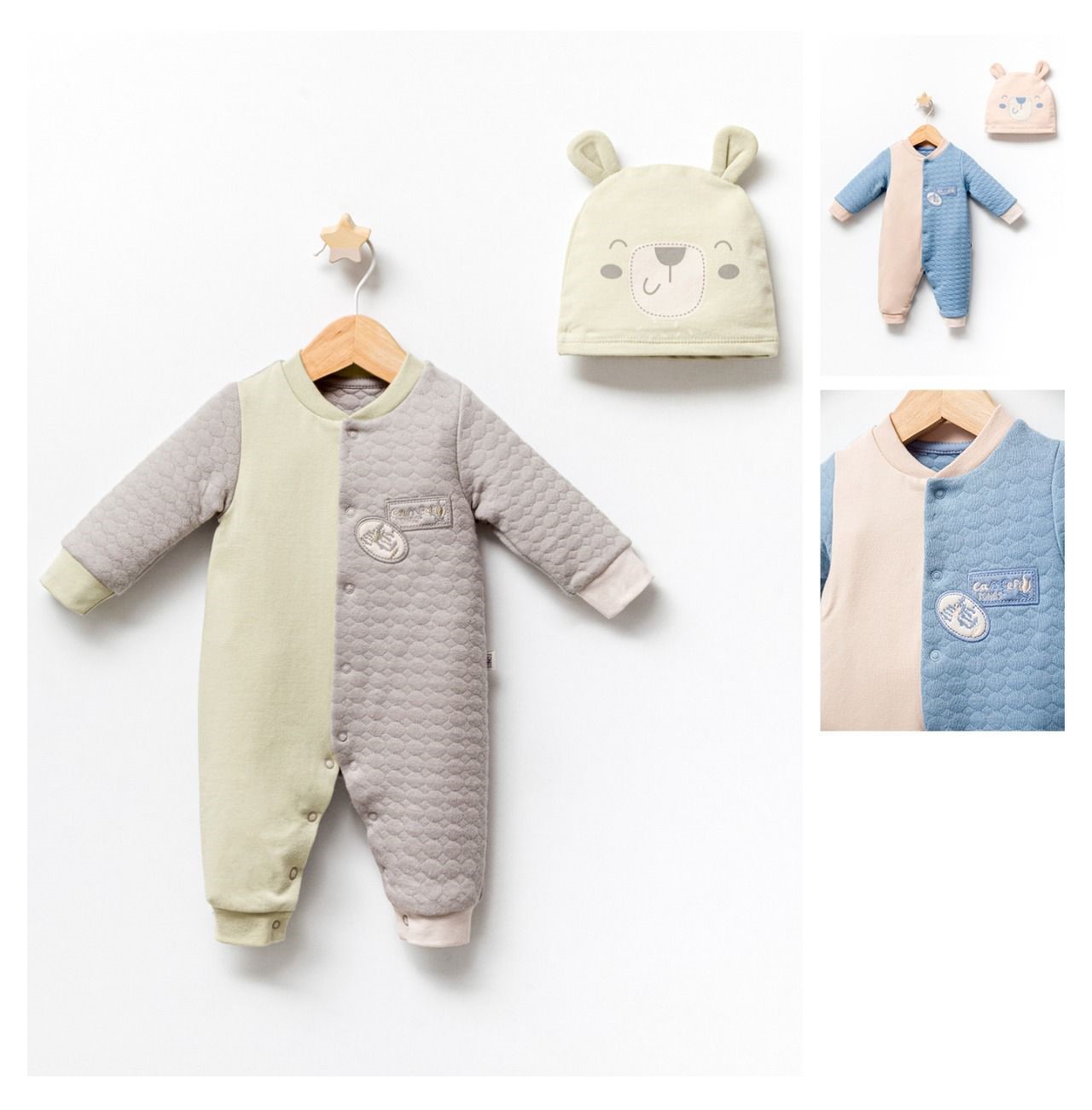 CAMP PRINTED JUMPSUIT with teddy hat (FOR 0-1-3 MONTH)