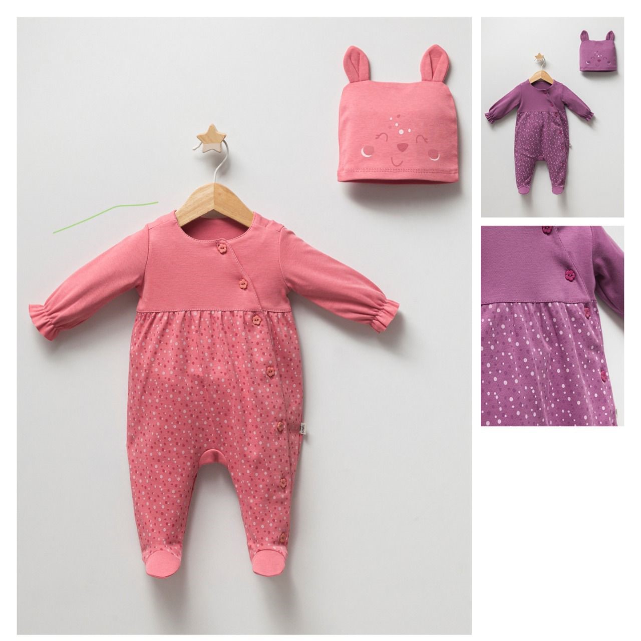 CAMP PRINTED JUMPSUIT with teddy hat (FOR 0-1-3 MONTH)