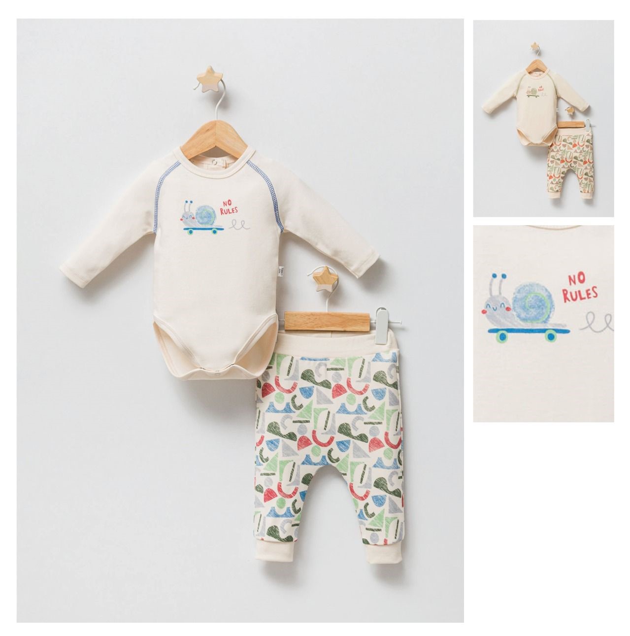 2-PACK OF SKATE MOOD PRINTED BABY SET (FOR 1-3-6-9-12 MONTH) (TROUSERS, LONG SLEEVE BODYSUIT)