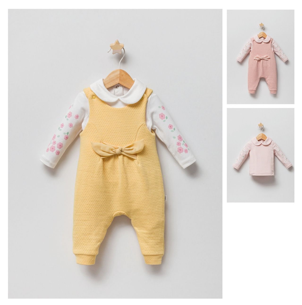 BRIDE 2-pieces set DUNGAREES AND LONG SLEEVE TOP (FOR 3-6-9 MONTH)