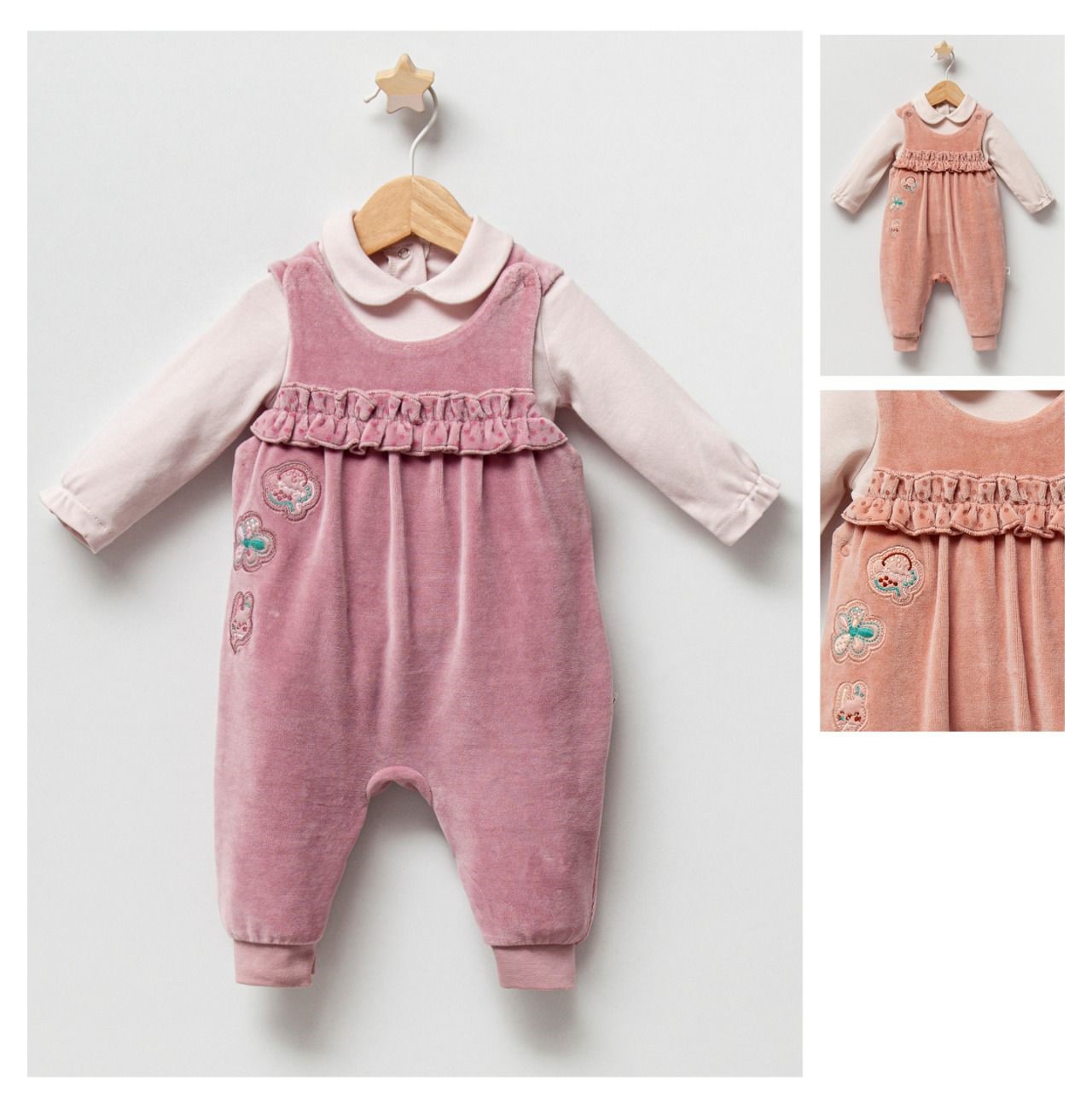 2-PIECE SET DUNGAREES AND LONG SLEEVE TOP (FOR 3-6-9 MONTH)