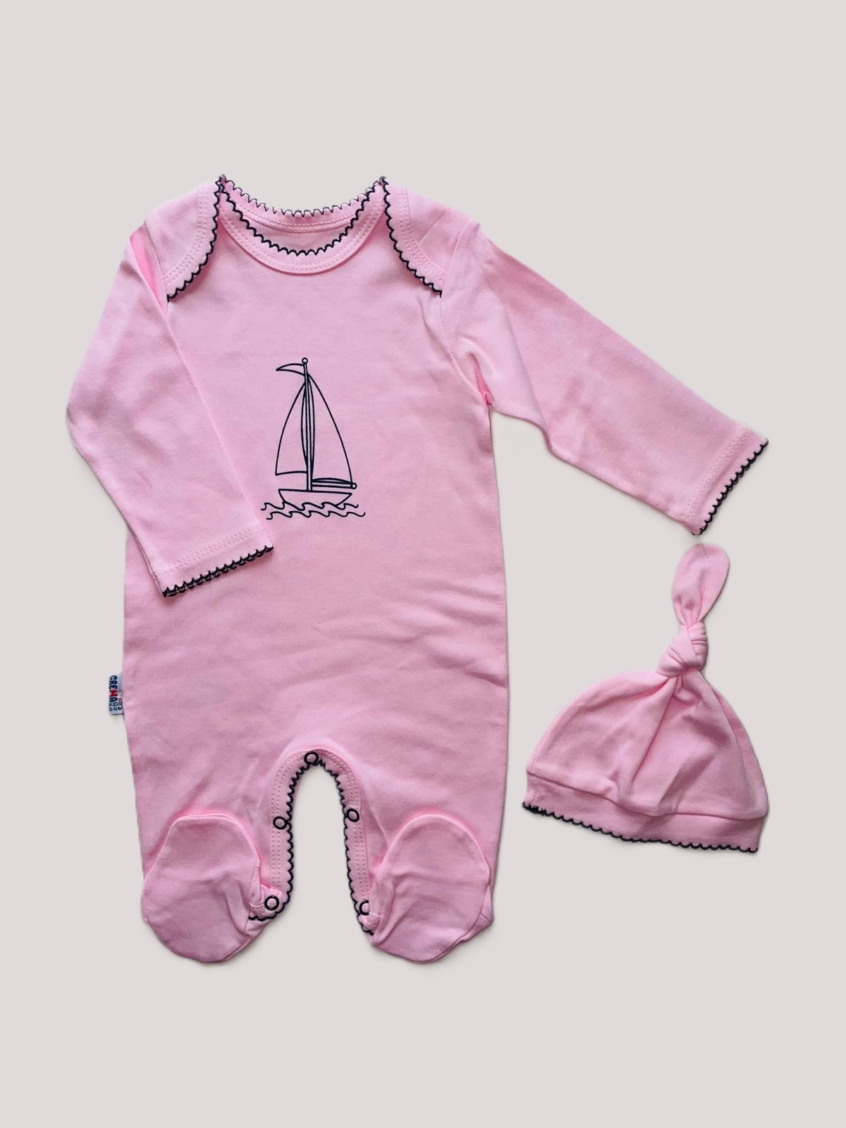 Baby Toddler 3-6, 9-12-18 M  cute bodygrow & hat pink blue white boat