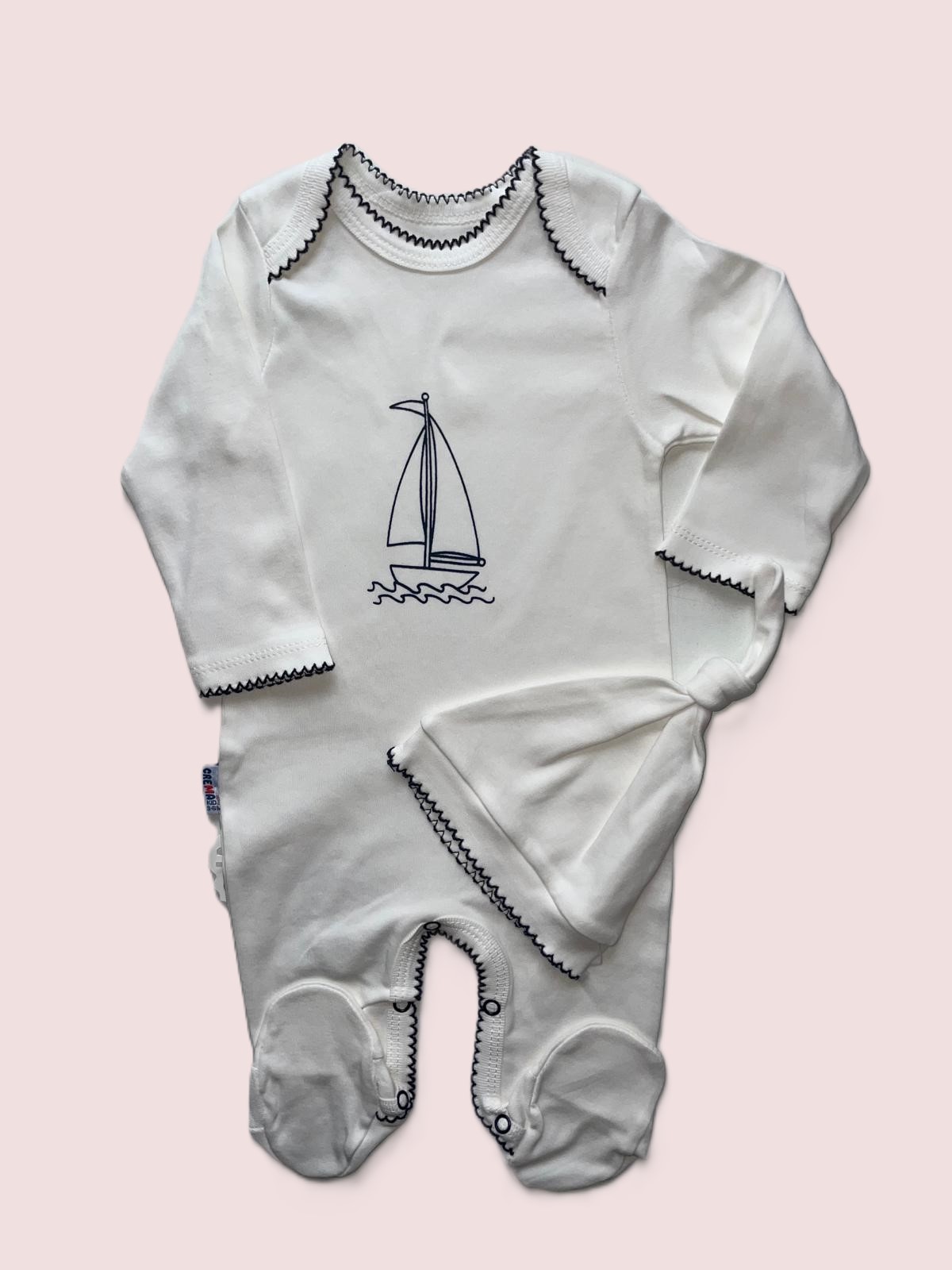 Baby Toddler 3-6, 9-12-18 M  cute bodygrow & hat pink blue white boat