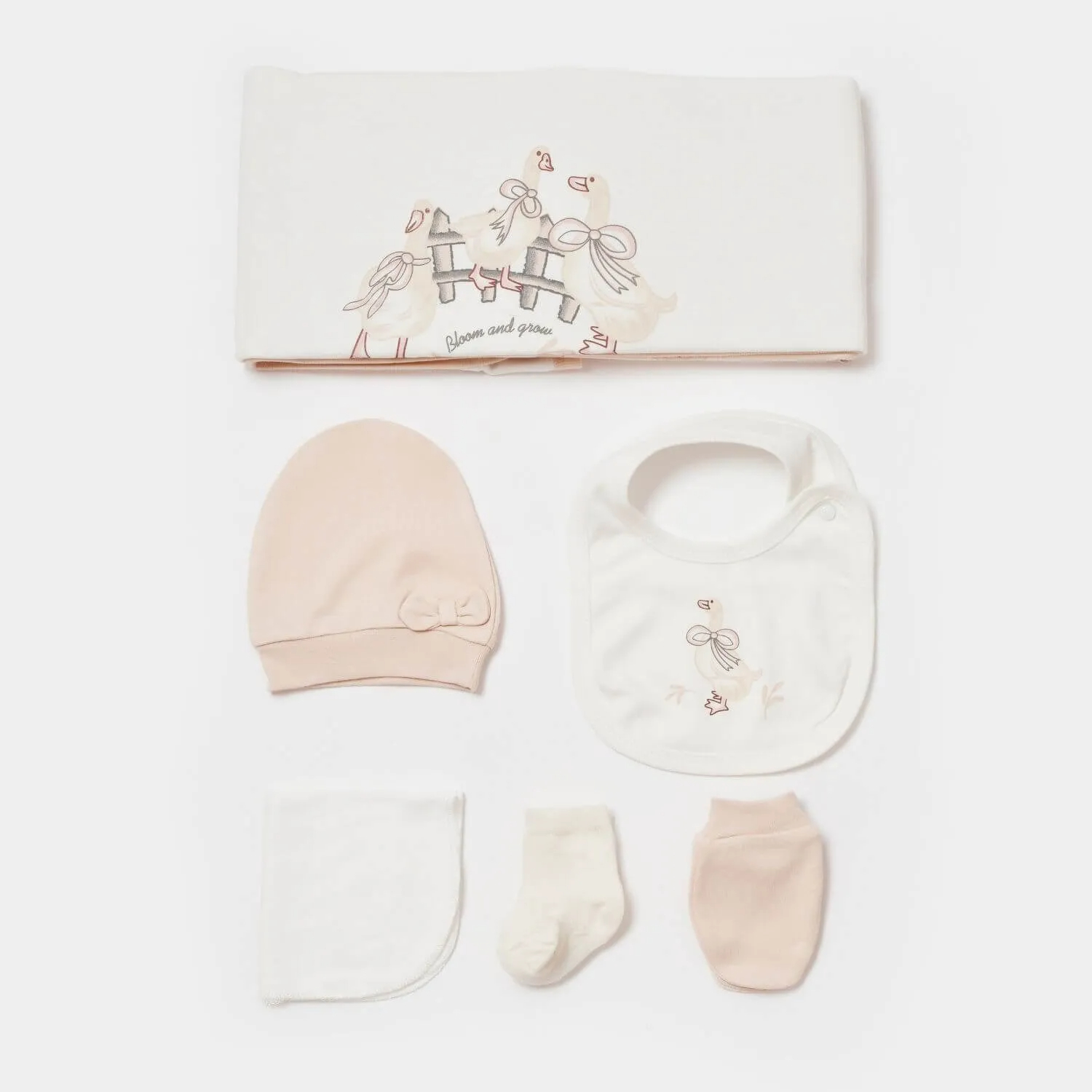 Bibaby Newborn Hospital Set 10-Piece - Twinn Duck, Ecru - Pink