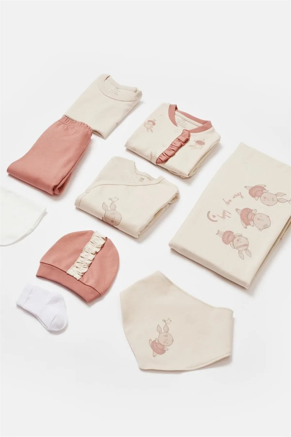 Bibaby Ballery Princess 10-Piece Newborn Hospital Set (Beige-Rose)