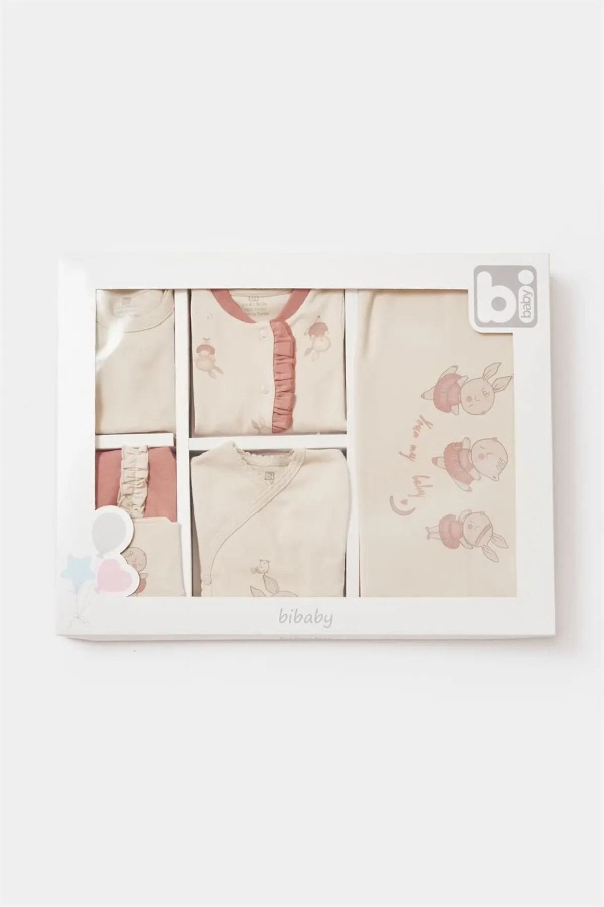 Bibaby Ballery Princess 10-Piece Newborn Hospital Set (Beige-Rose)