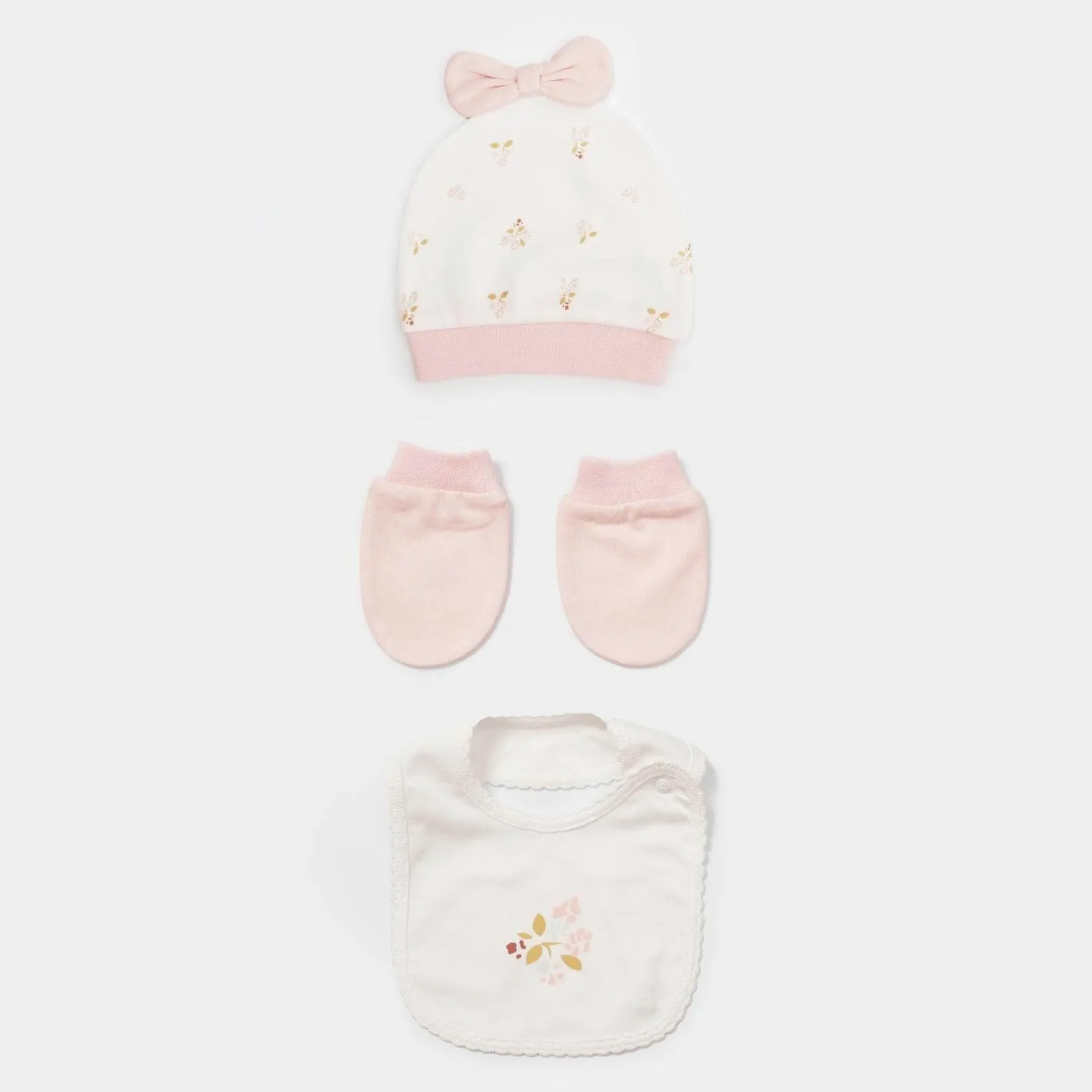 Bibaby -Biorganic The Flowers 5-Piece Newborn Hospital Set (Ecru - Pink)