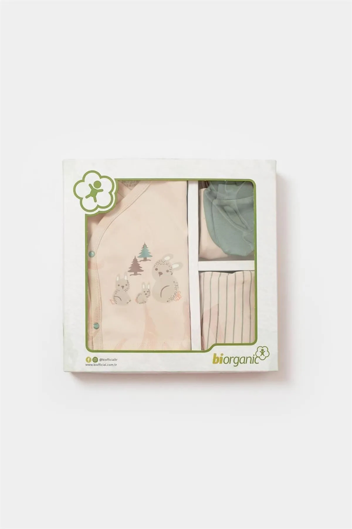 Bibaby-Biorganic Cool Lines Bunny 5-Piece Newborn Hospital Set (Beige-Mustard)