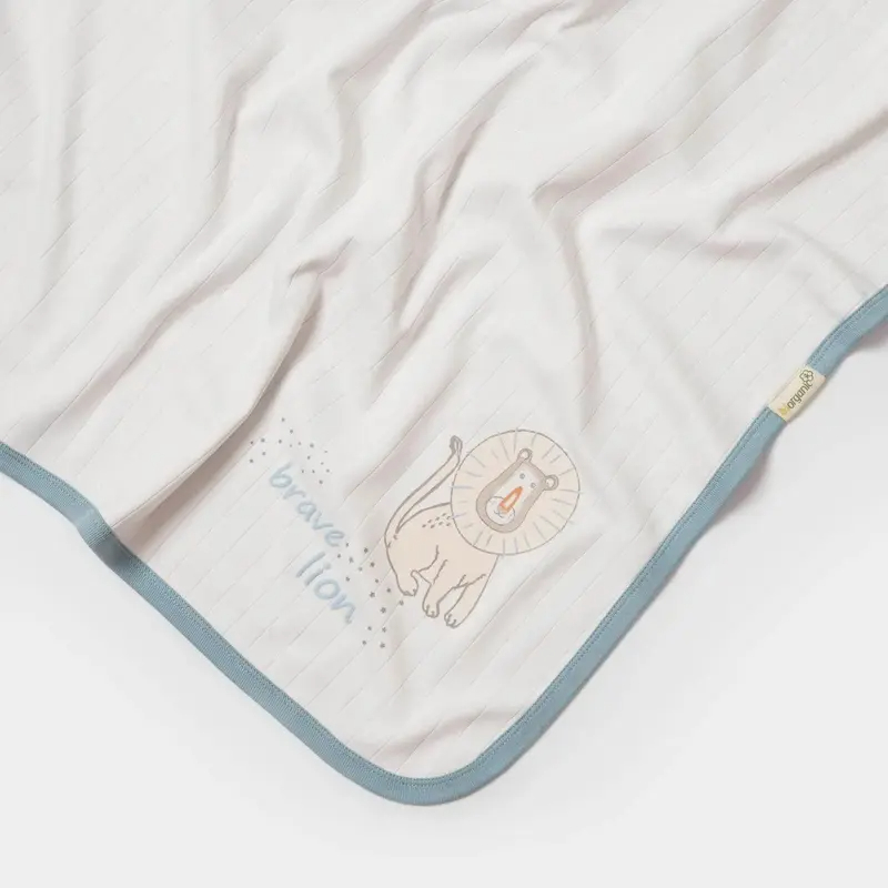 Bibaby-Biorganic Brave Lion Blanket (Ecru-Petrol)