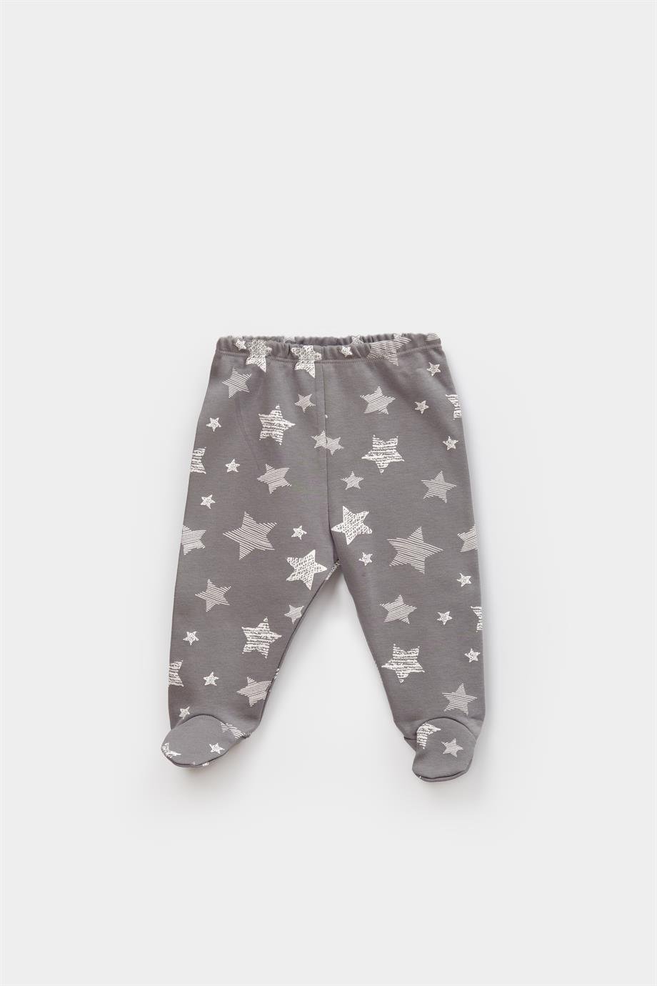 Bibaby-Biorganic Brave Lion Footed Trousers (Grey-Ecru)