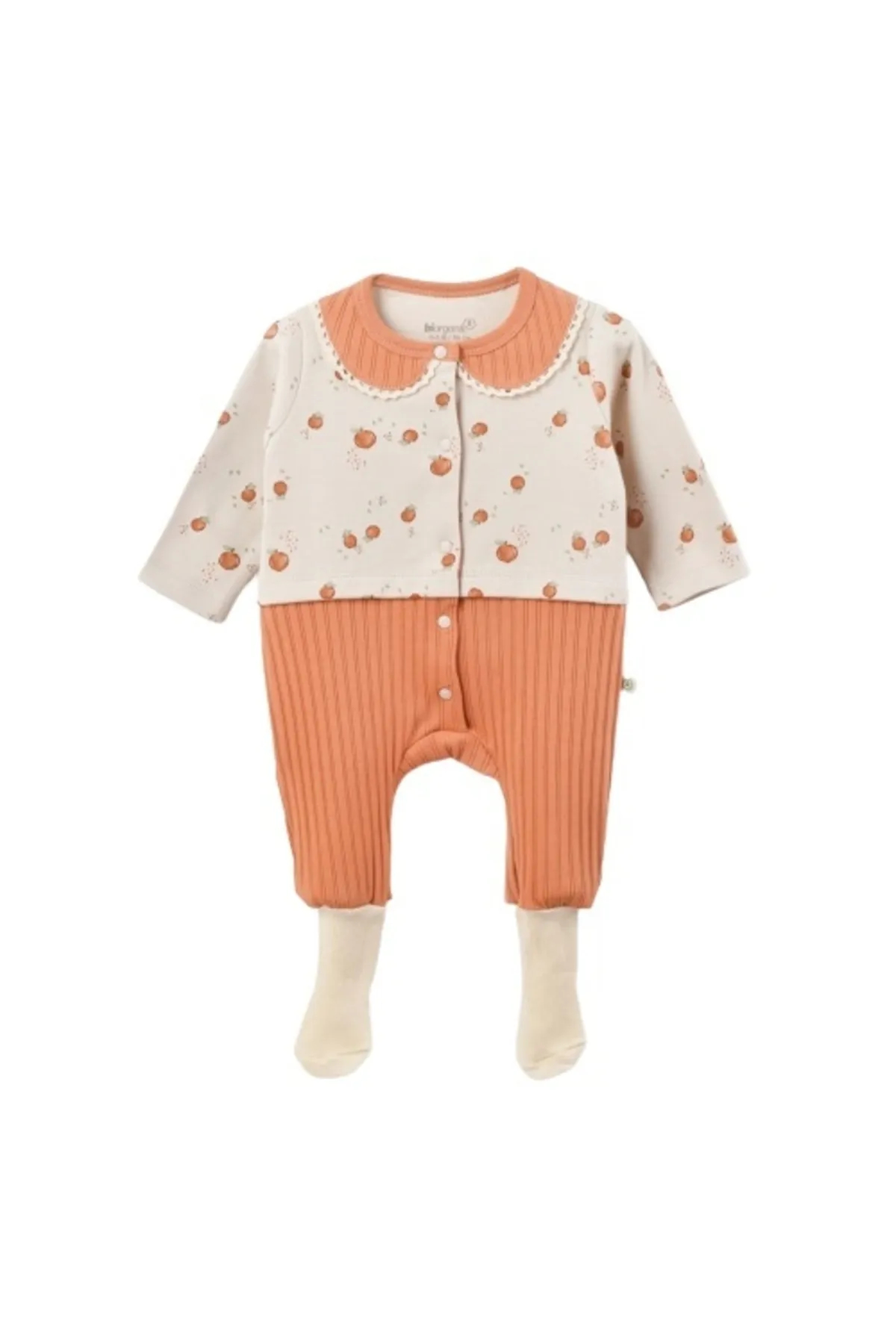 Bibaby Biorganic Summer Fruit Footed Romper (Light Cream Caramel)