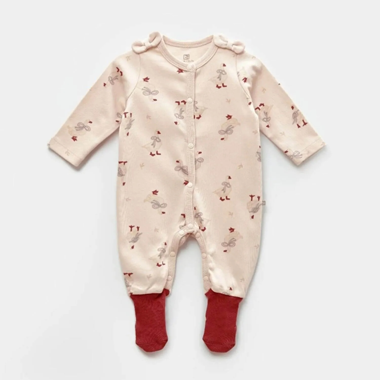 Bibaby Twinn Duck Footed Romper (Ecru-Rose Dry)