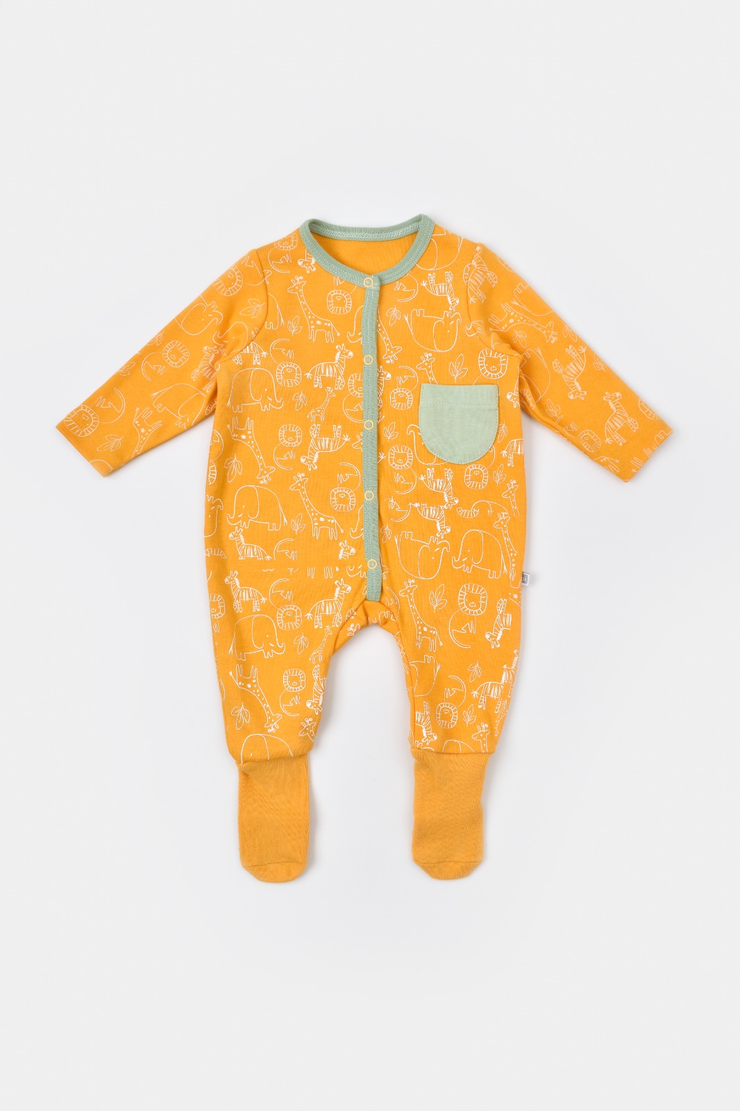 Bibaby Zoo Is Good Footed Romper (Yellow - Green)