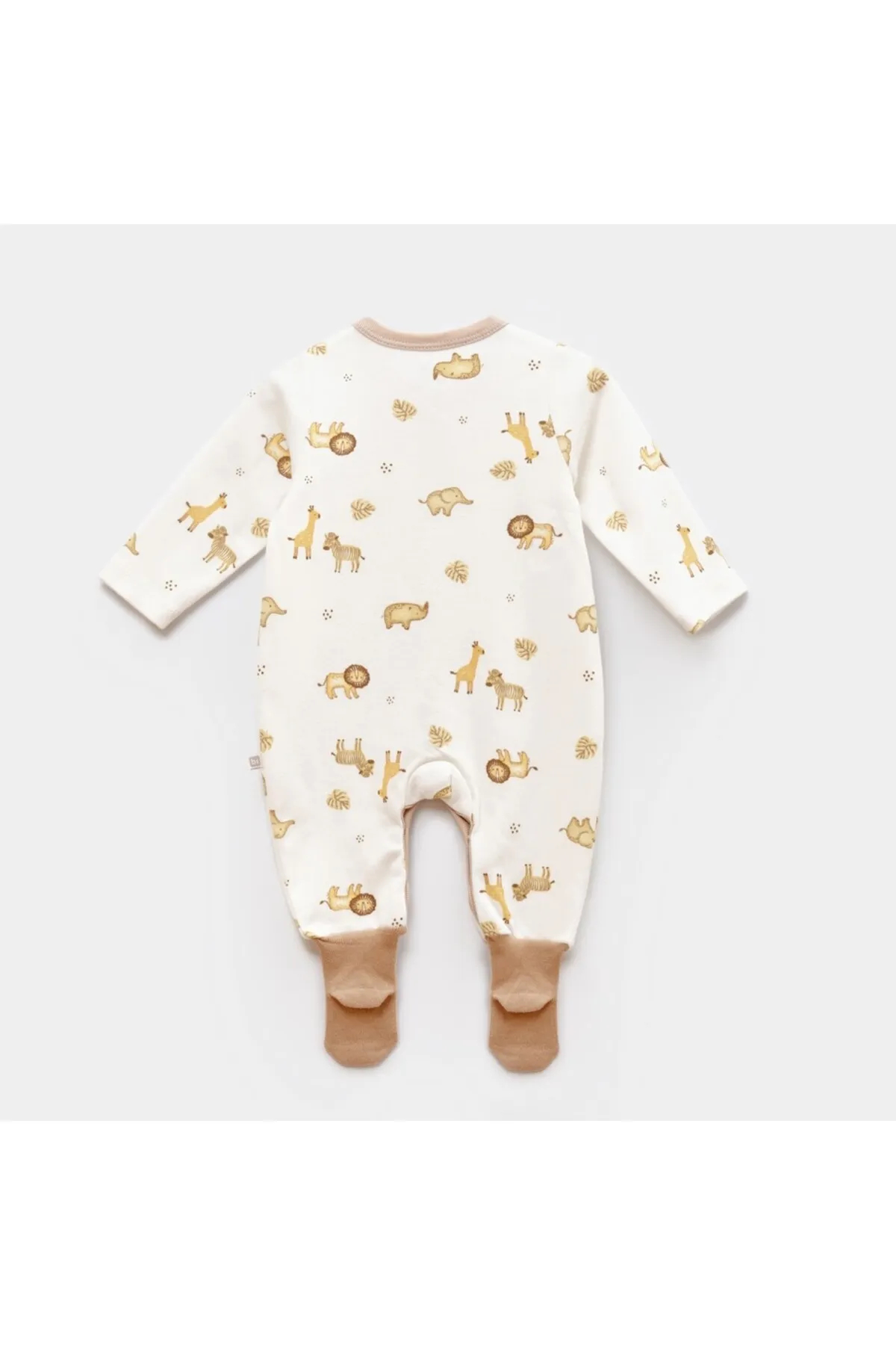 Bibaby Animals Kingdom Footed Romper (Ecru-Brown)