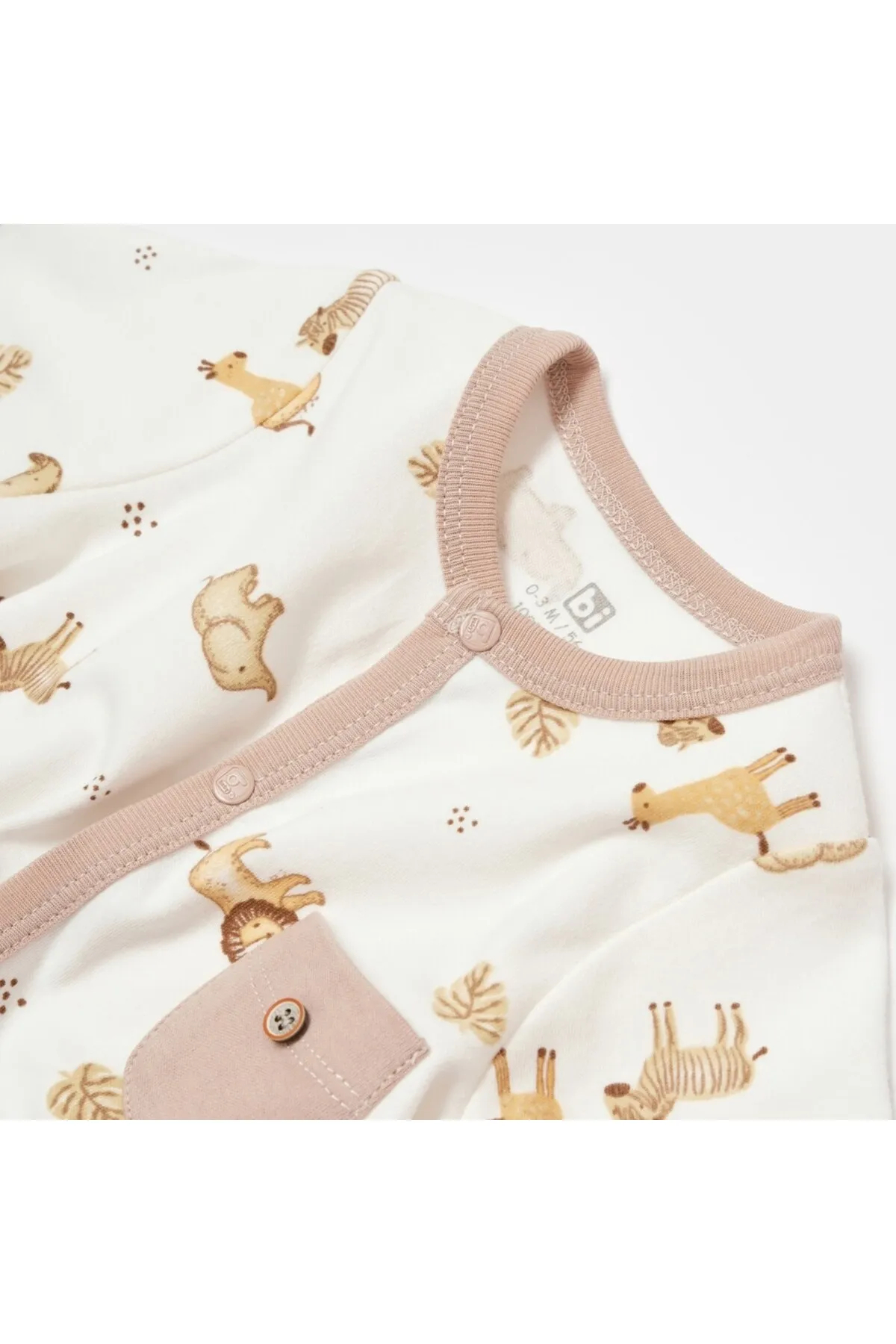 Bibaby Animals Kingdom Footed Romper (Ecru-Brown)