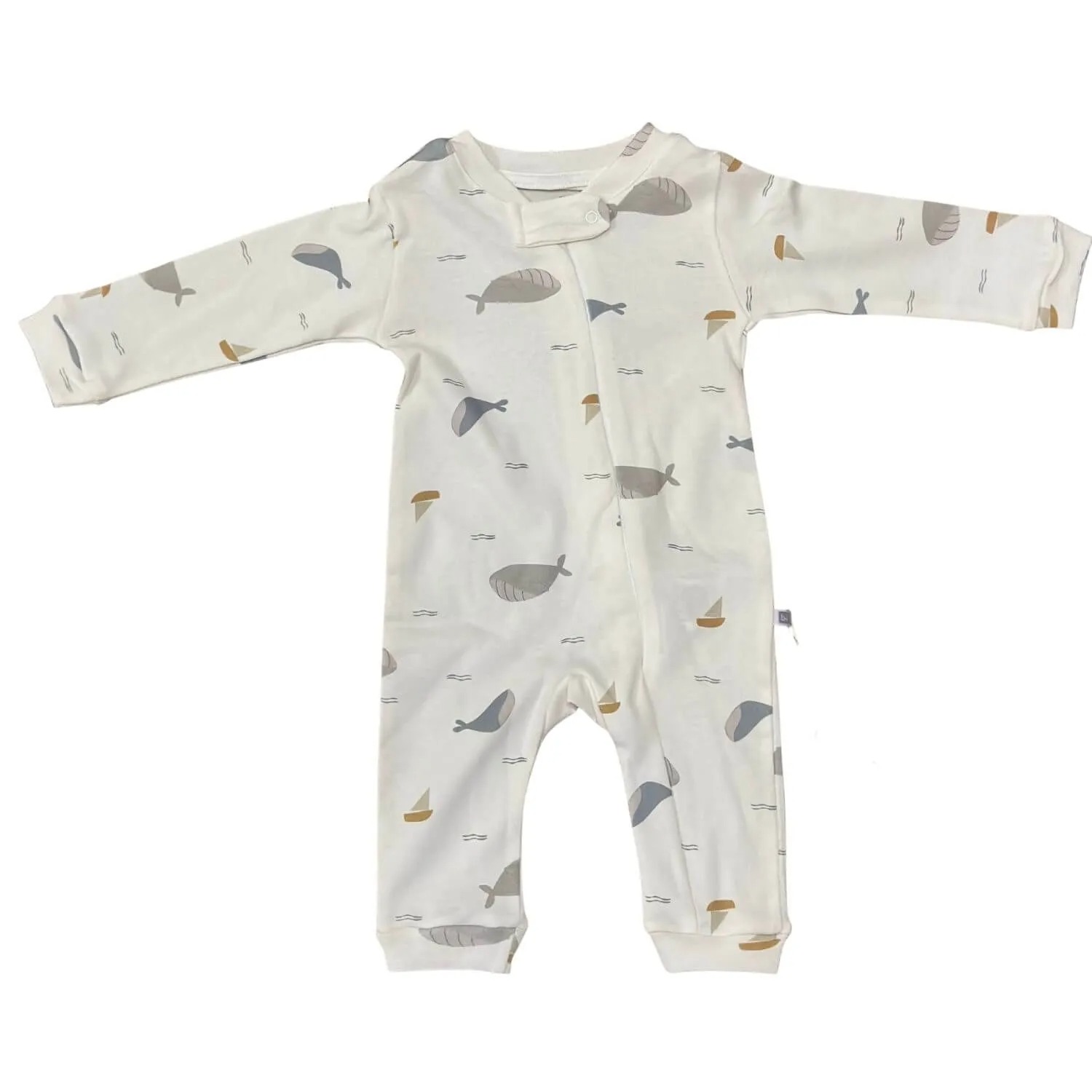 Bibaby Whales Footless Sleepsuit (Ecru)